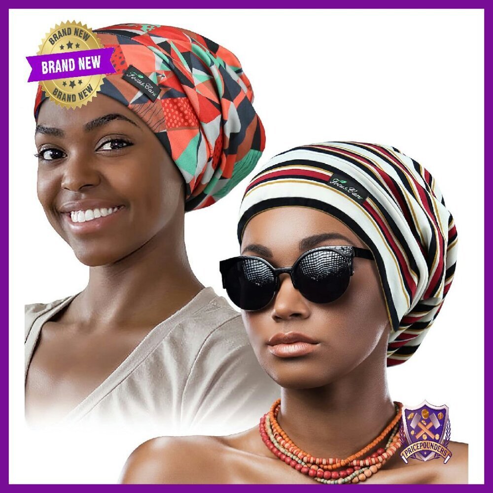 Adjustable Satin Lined Sleep Cap for Curly Hair Large Head Overnight